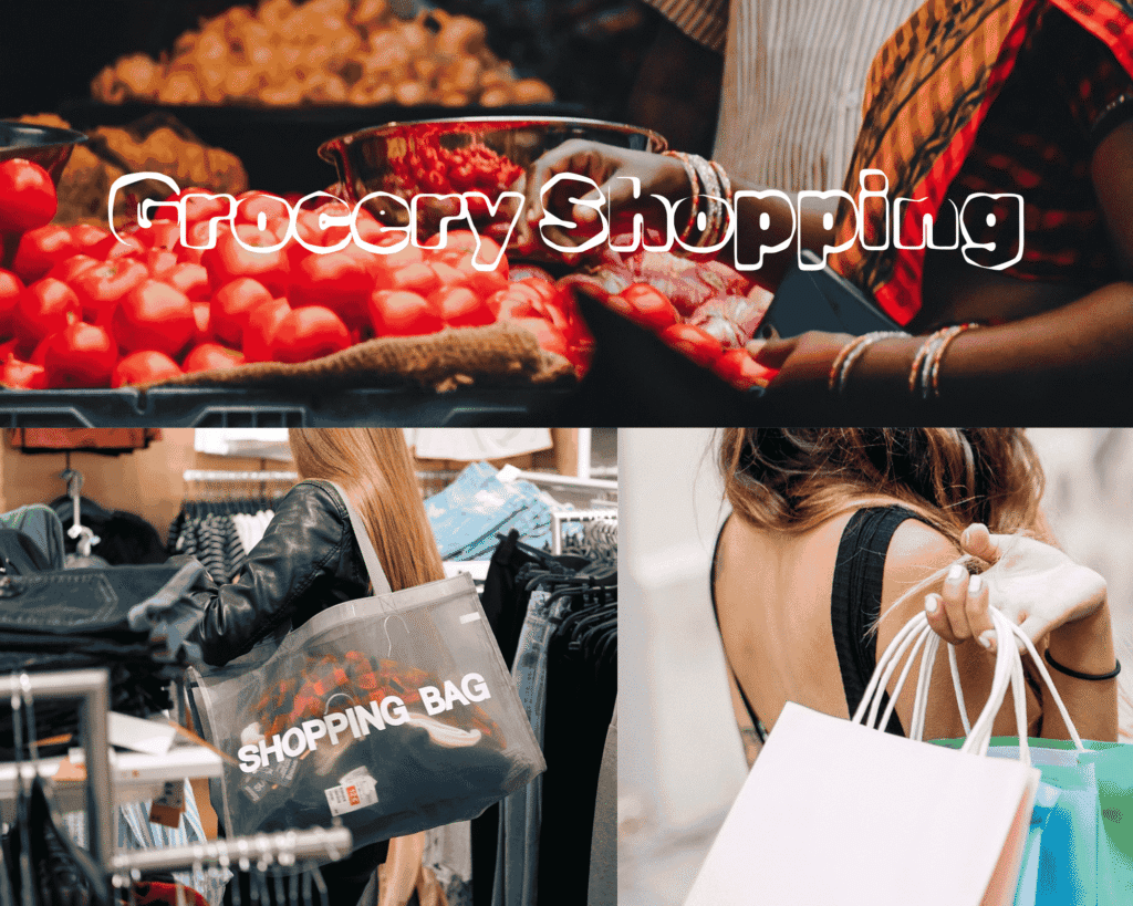Cloth produce bags filled with fruits and vegetables at a local market.