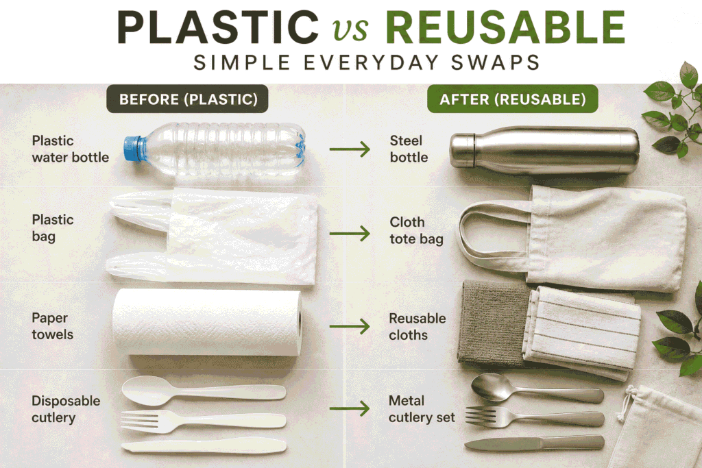 Plastic vs Reusable: Simple Everyday Swaps