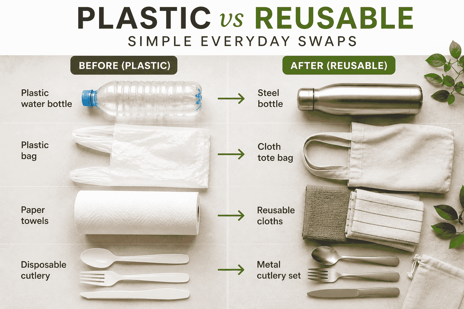 Plastic vs Reusable: Simple Everyday Swaps